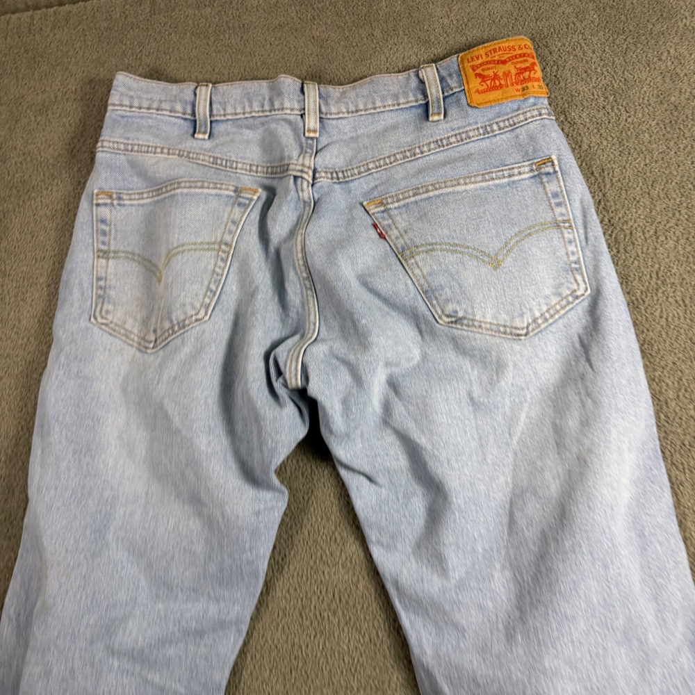 Levis Mens Light Wash Denim Straight Leg Jeans W33 L30 Blue 505